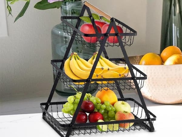 Kitchen Rack LOFT - Three-tier metal shelf with baskets 1356