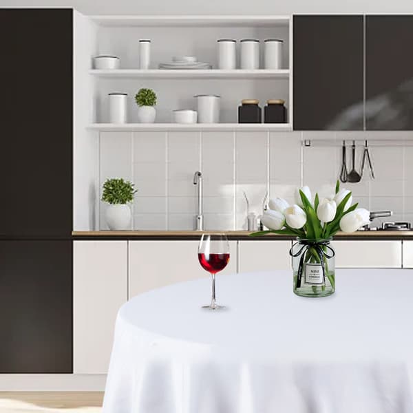 1 stk ensfarget rund duk - glattvevd - hvit (hvit) - rund 152 cm (60 tommer)