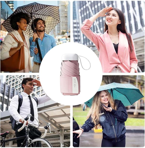 Lille paraply, solbeskyttelse, UV-beskyttelse, UPF 50+ rose - rose