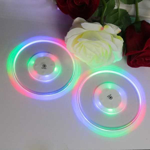 3-pak Akryl Krystal LED Glød Coasters Bar Cocktail Lys Glit