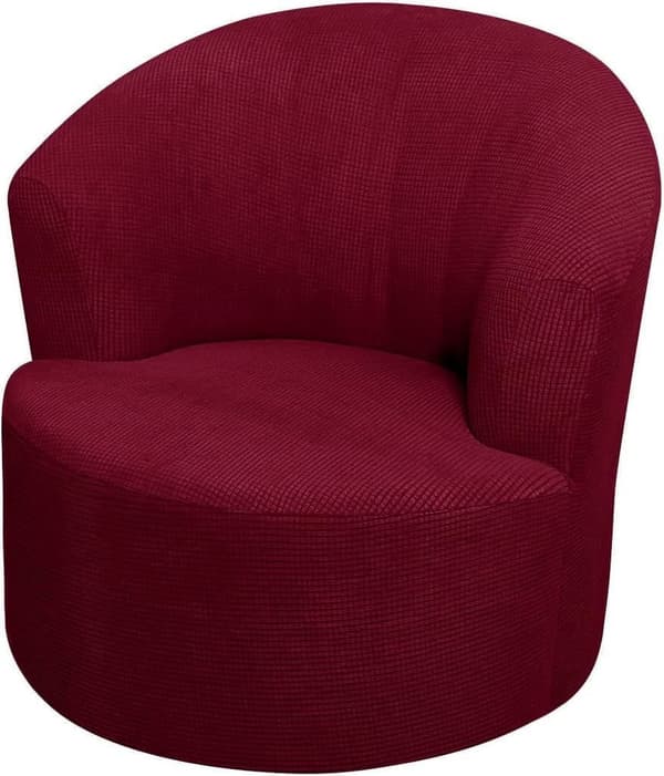 Betræk til drejestol, strækbart, vaskbart, blødt møbelbeskyttelse til runde klubstole, accentstole, stue, rød 1 stk vinrød 1 Pcs Wine Red
