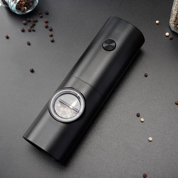 Electric Pepper Mill or Salt Grinder, Battery Operated Automatic Pepper Grinder, Refillable Salt Grinder, One-Hand Operation