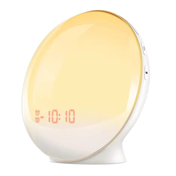 LED-valo herätyskello auringonnousun simulointi uniapu FM-radiolla torkkukello makuuhuoneeseen