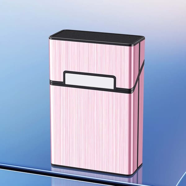 Metal Cigarette Case for 20 Regular Cigarettes - Magnetic Closure, Moisture-Proof, Pressure-Resistant and Shockproof Pink