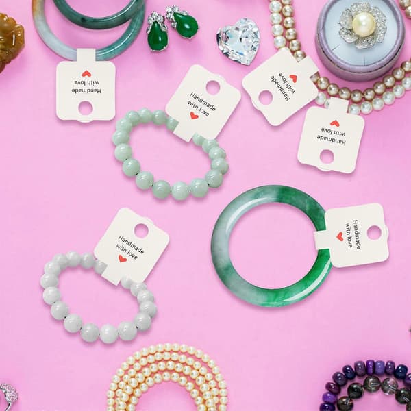 Vita smyckesdisplaykort Armband Halsband Vikbart Kort för Display 100st[DB]