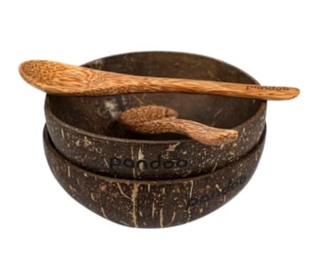 Pandoo Polerede kokosskåle med skeer, 2-pak 4260648830148 360