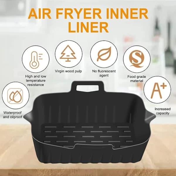 Airfryer tilbehør - Bagepapirserstatning - Kurvebageplade - Genanvendelig - 2 dele - 22*16*6 cm