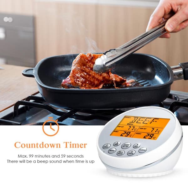 Digital Meat Thermometer with 2 Probes, LCD Backlit Display Smart Cooking Thermometers