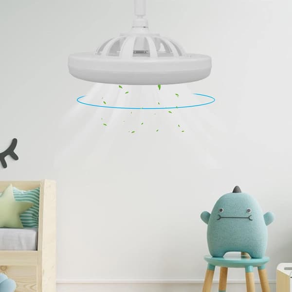 Ceiling fan with light and remote control, quiet ceiling fan with timer, bedroom with light, plug-in, portable wall fan [kk] yellow