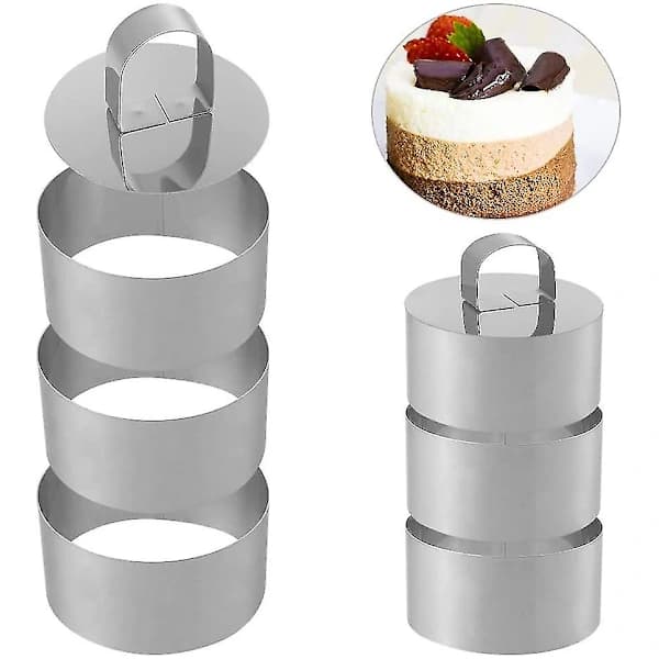 6 stk. Madlavningsringe, Kageringe i rustfrit stål, Kageform, Bageform