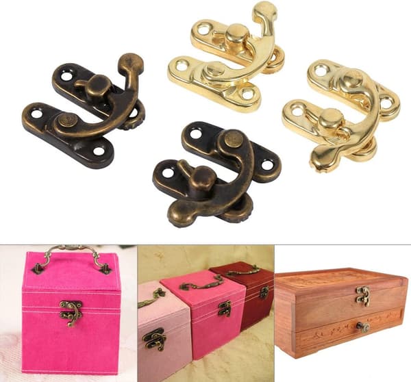 12X Antique Left/Right Hasp Latch Horn Latch with Screw Lock