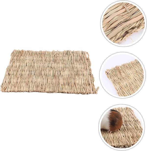 Kjæledyr sovematte av maisblad og strå, beige -