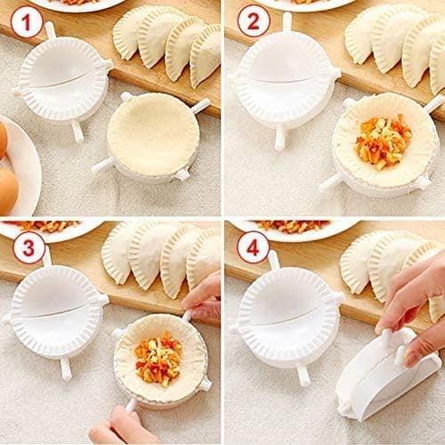 Sett med 3 Dumpling Ravioli Former (Hvite), Deigpresse