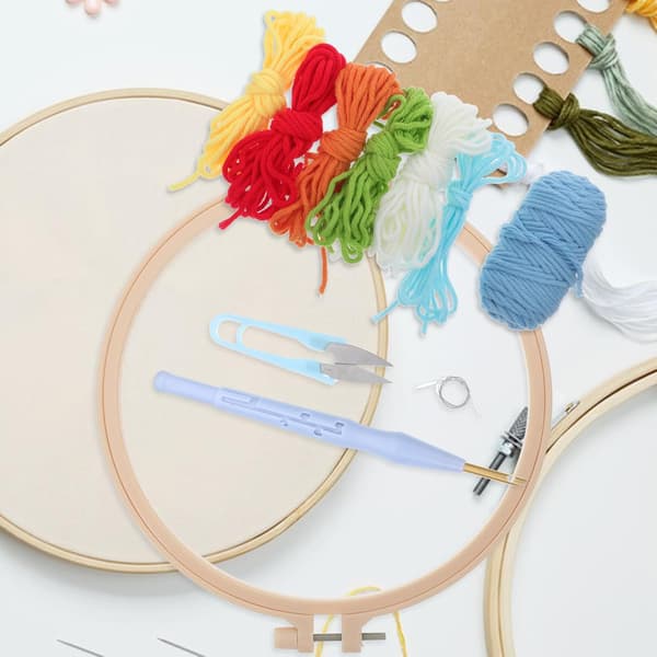 Gør-det-selv broderisæt til begyndere 20 cm rund ramme, broderiformtråd