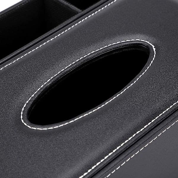 Rectangular Large Tissue Box for Home and Office in PU Leather with Remote Control Storage, Home Organization Box