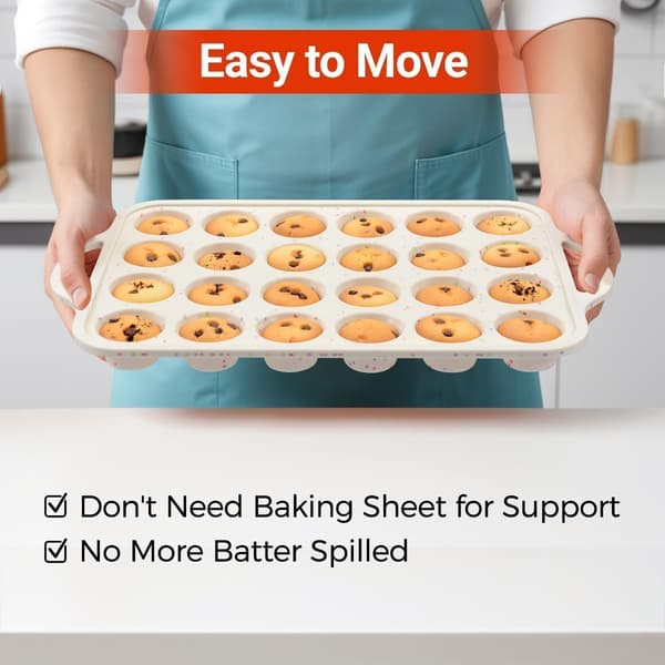 [qg]2-pack mini muffin tin, reinforced frame mini cupcake molds 24 cups non-stick mini muffin silicone molds with handles