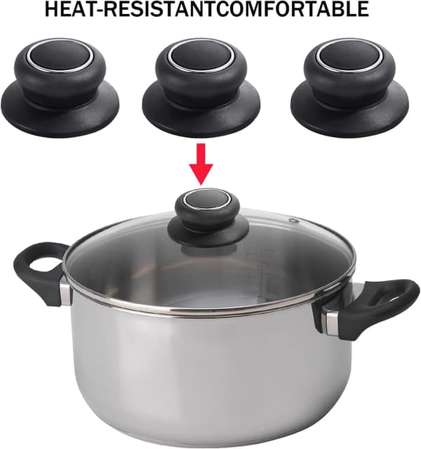 4 st Universal Replacement Pot Lid Knobs, Heat-Resistant with Silicone Pad, Simple
