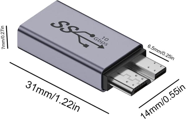 sovitin micro-USB 3.0, USB B C, kannettava, nopeus D/mikro A-liitäntään - D/Micro B auf A Buchse