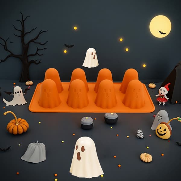 Giftfria spökformar i silikon för DIY-desserter med Halloween-tema