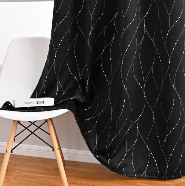 Blackout-gardiner med öljetter, 1 st, texturerad vågdesign för sovrum, 100x200 cm