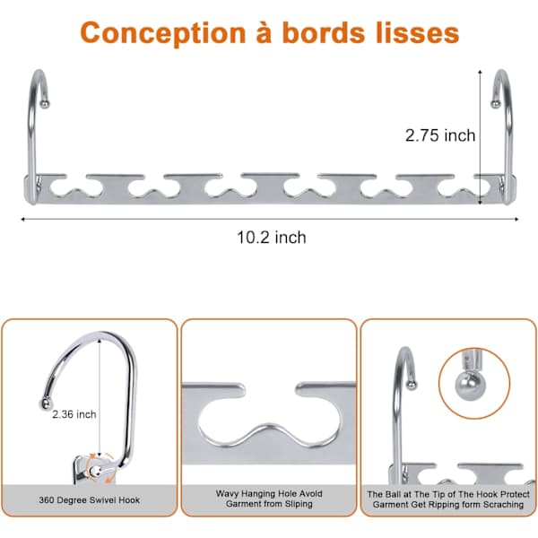 NA/Magic Hangers Space Saving Sturdy Metal Hanger Wardrobe Storage Space Saving Hangers 8-pack Cascade Hangers
