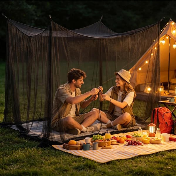 myggenet til camping, bærbart, fluebeskyttelse, installation fire døre - Vier Türen