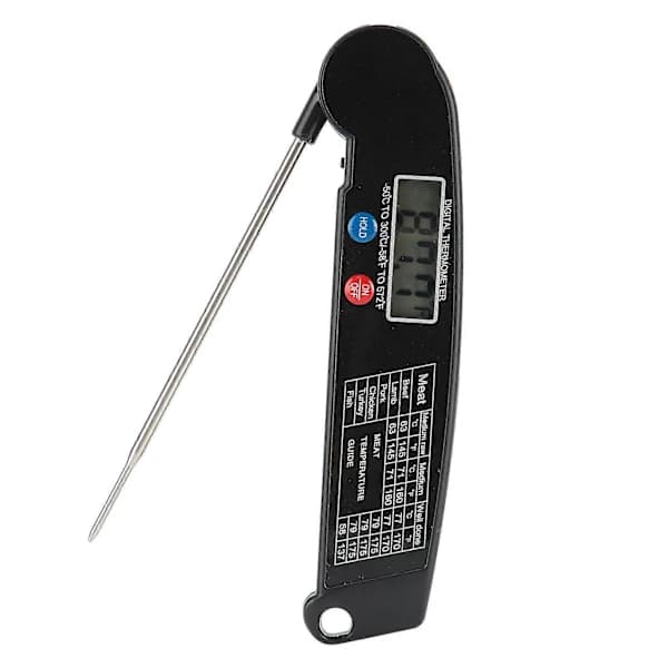 Digital Meat Thermometer Waterproof Instant Read Foldable Probe for Kitchen Cooking BBQ Grilling Black