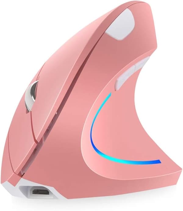 Pink, 2.4 GHz Wireless Ergonomic Vertical Mouse with 4 Adjustable DPI 800/1200/1600/2400, 6 Buttons, Compatible with PC, Desktop and Mac