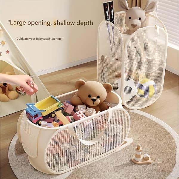 Large Toy Storage Basket, Transparent, Divided Compartments, Durable Horizontal Horisontell
