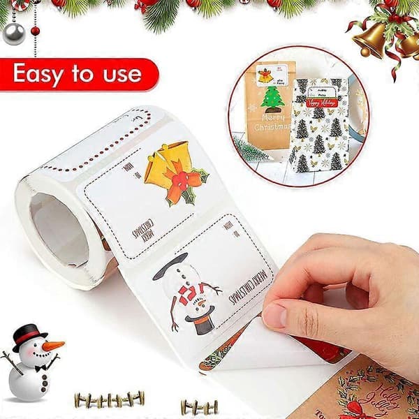 Juldekaler 250 stycken, julklappsetiketter för julklappar, julkortstillverkning, 6 designer