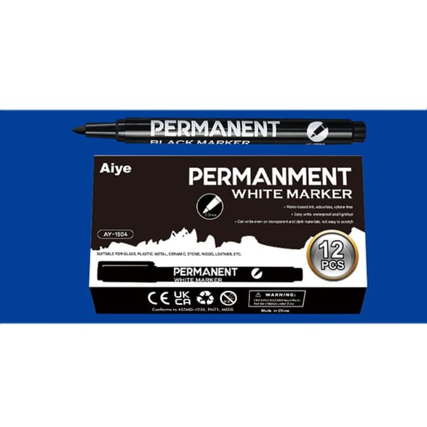12-pack Black Permanent Marker with Fine Tip, Quick-Drying and Waterproof for Painting, Writing, and Marking
