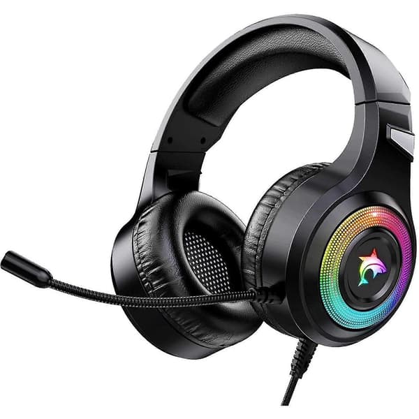 Gaming Headset med Stereo Surroundlyd Mikrofon LED-lys Støjreducerende Over-Ear Hovedtelefoner til