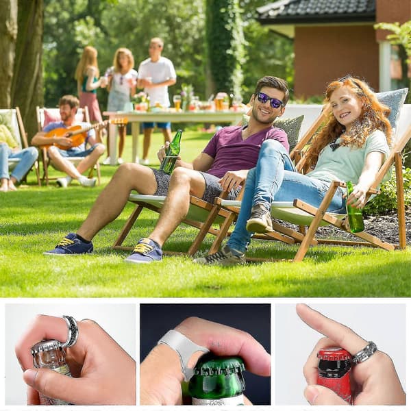 6 kpl Olutrengas Pullonavaaja Set Ruostumaton Teräs Pullonavaaja Sormus Sormus Olutpullonavaaja Ruostumaton Teräs - Jxlgv