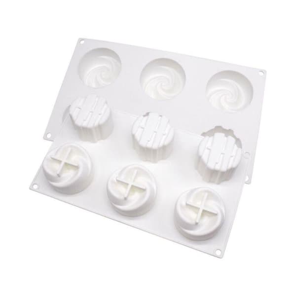 Silikonform Portionsbakelse Mousse Spiral Geometriska Linjer Vit white
