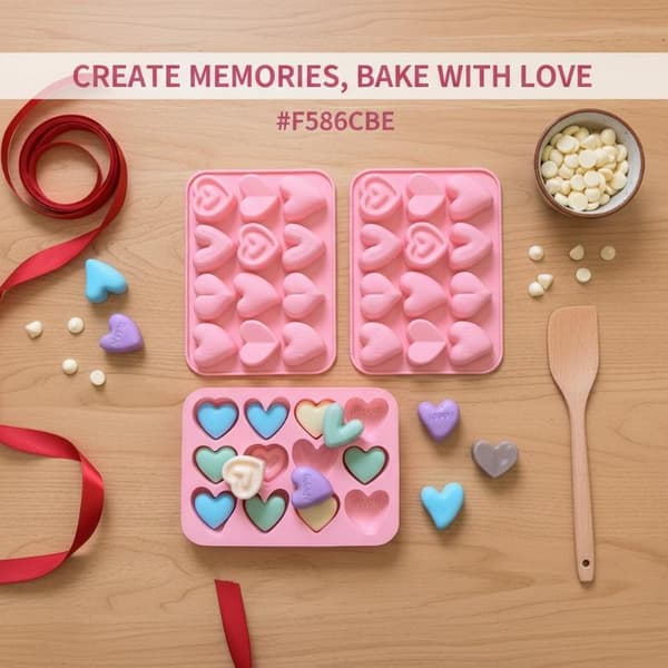 12 Conseive 6 hjerteformede silikonbakeformer DIY godteri kaker 1Pc