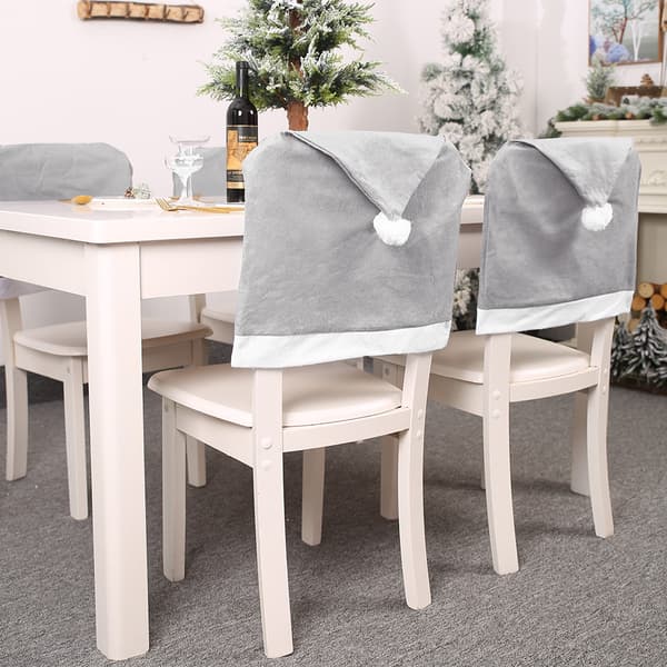 2 Christmas Decorations Grey Chair Covers Non-woven Stool Covers