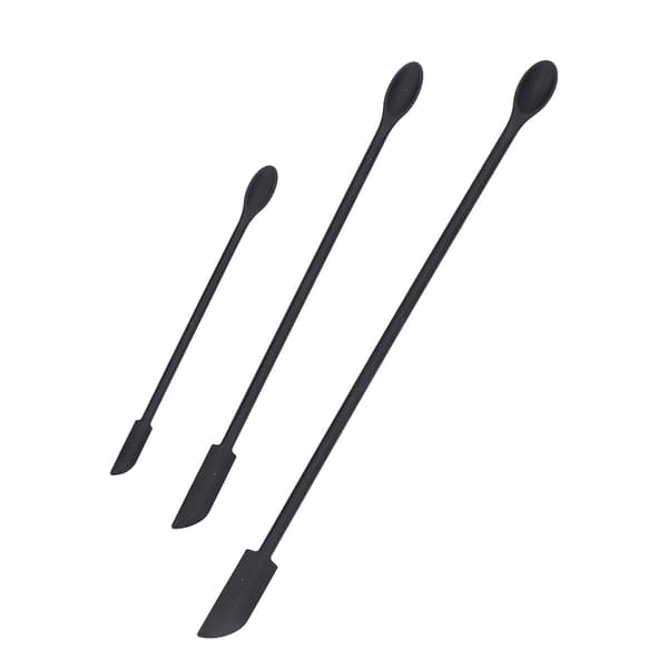 3 Pcs Spatula Food Grade Silicone Double Head Fruit Jam Cream Makeup Spatula for Kitchen Black