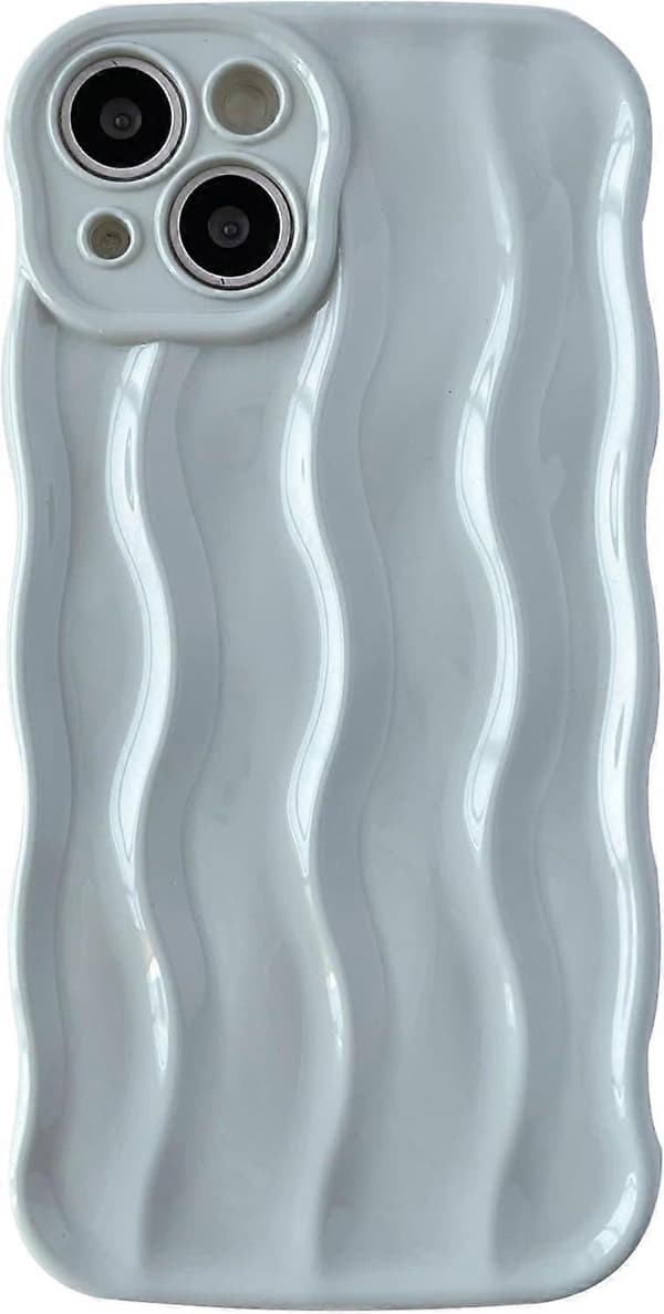 Water Wave Pattern Wavy Frame Soft Compatible with iPhone Case (Grey, iPhone 14)