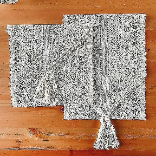 Naturlig hamptov vævet bordløber chenille patchwork dug 30x160cm