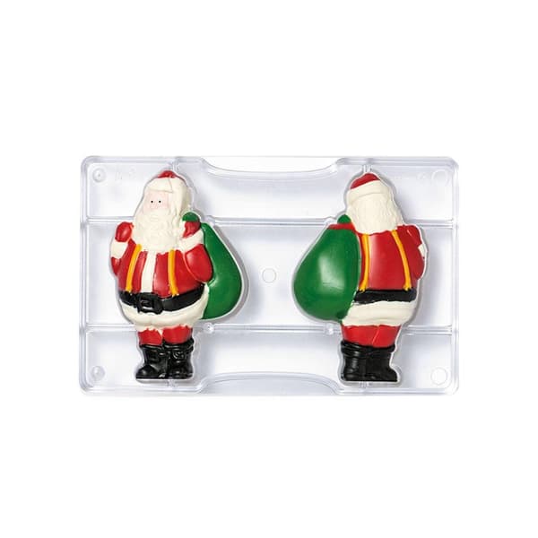 Jultomten 3D Tomte Pralinform 2st Polykarbonat Chokladform Transparent transparent