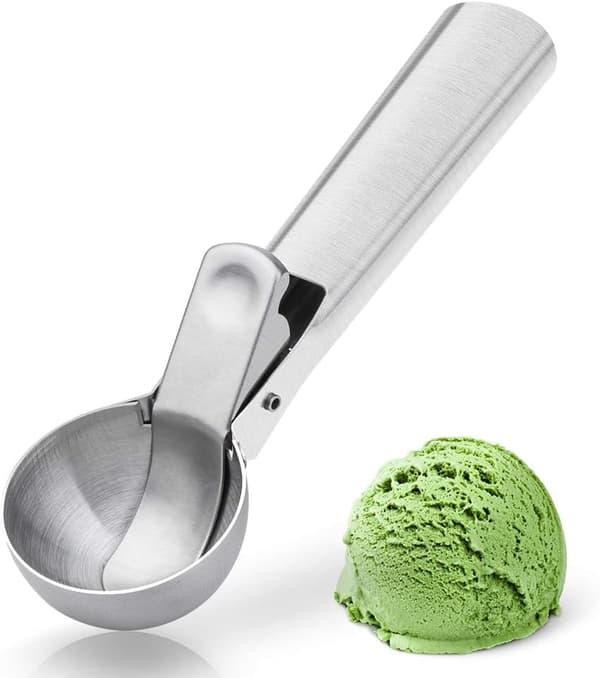 Glass Scoop Set, with non-stick surface, features an ergonomically designed handle, heavy-duty metal construction, easy trigger for quick release