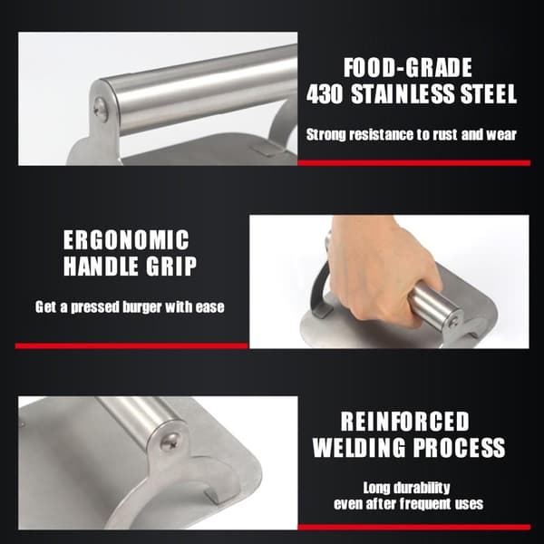 Smashburger Hamburgerpresse Smashjern Rustfritt stål Silver silver