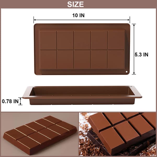 Silikone Chokoladebarform 2-Delt Sæt Dyb Rektangulær Bageplade BPA-Fri Mikrobølgesikker til Slik Isbit Dessertfremstilling 25cm