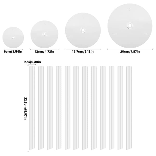 Cake Stand Cake Tray 4 Reusable Cake Supports With 12 Plastic Dowels Cake Supports For Multi-Tier Cakes