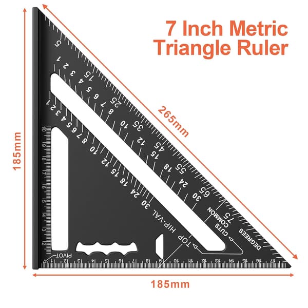 180 mm snickarvinkel, aluminiumlinjal, förtjockad 45 90 graders triangulär snickarvinkel, högprecisionsmätning