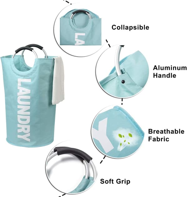 82L Laundry Hamper - Durable Handle - Waterproof Fabric Foldable