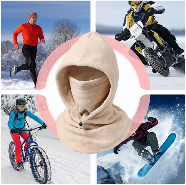 vinterhette, varm, vindtett og pustende, justerbar hodeplagg med beige - beige