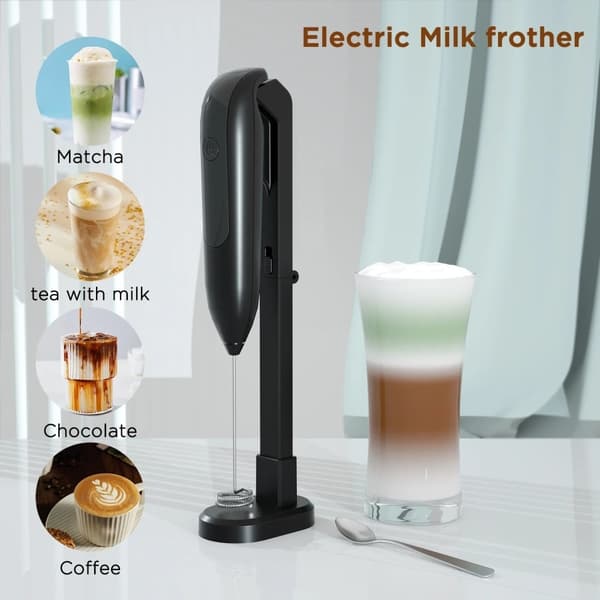 Mini Blender Mælkeskummer Håndholdt Skummer Elektrisk Drikkeblander - Sort Svart black