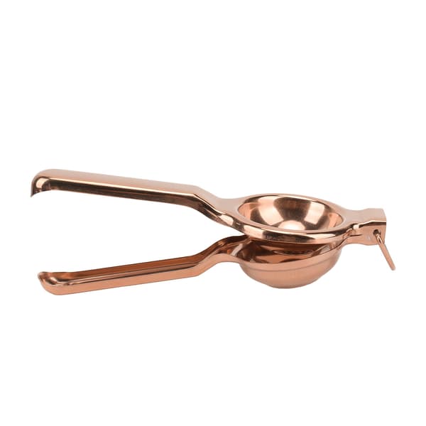 Stainless Steel Lemon Squeezer Ergonomic Ultra-Long Handle Handheld Juicer with Lifting Ring for Kitchen Rose Gold