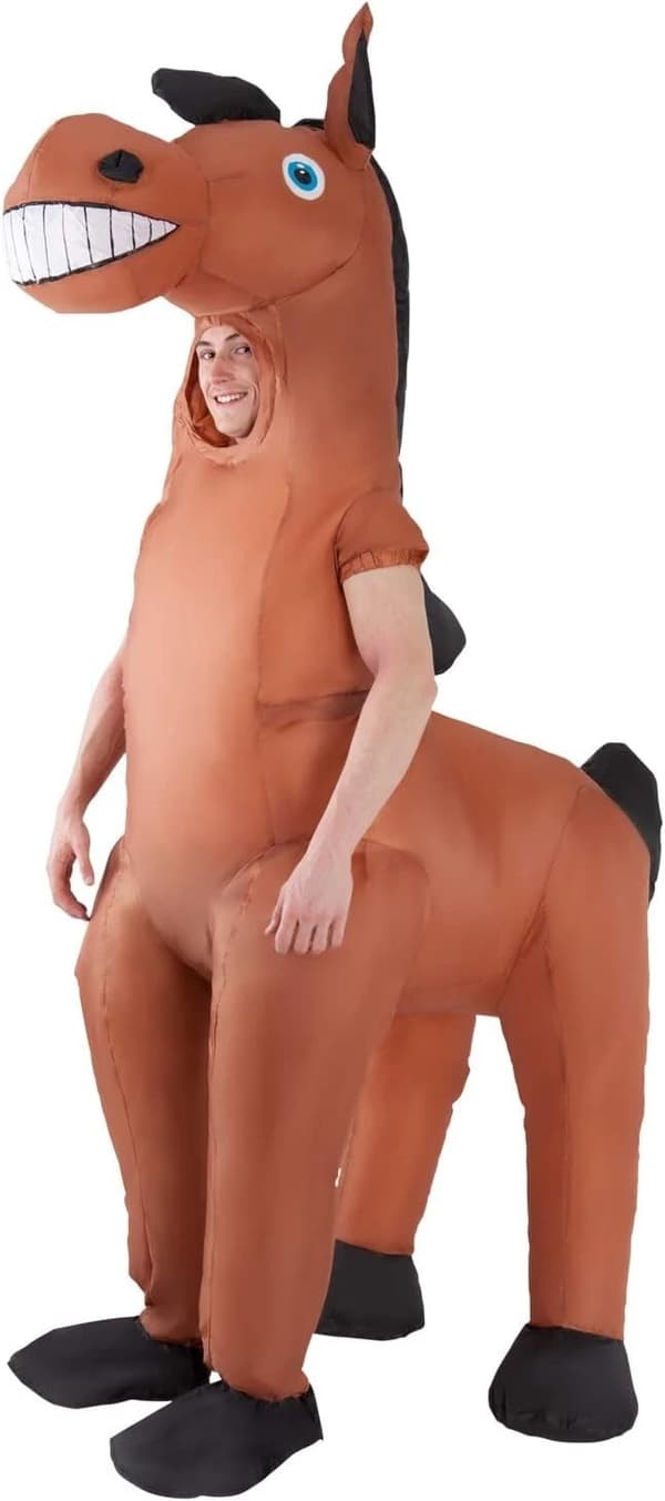 Kæmpe oppustelig hestedragt, sjov oppustelig dyredragt til voksne, perfekt til Halloweenfester.